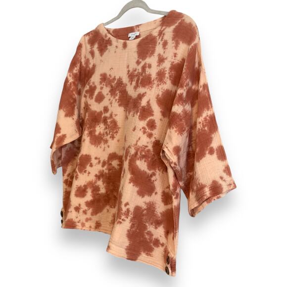 Womens Pure Jill Rust Peach Tie Dye Waffle Cotton Oversize Boho Top Size Small T - Picture 15 of 15